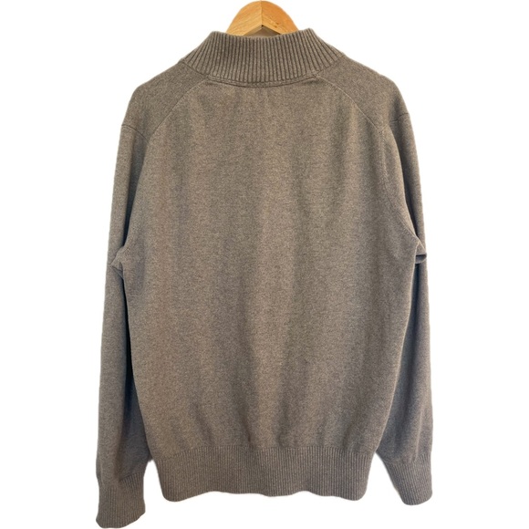 Eddie Bauer Men's Beige 1/4 Zip Mock Neck Knit Pullover Cotton Cashmere Blend; L - Picture 3 of 8